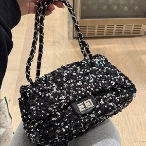Sparkling Elegant Black Sequin Handbag